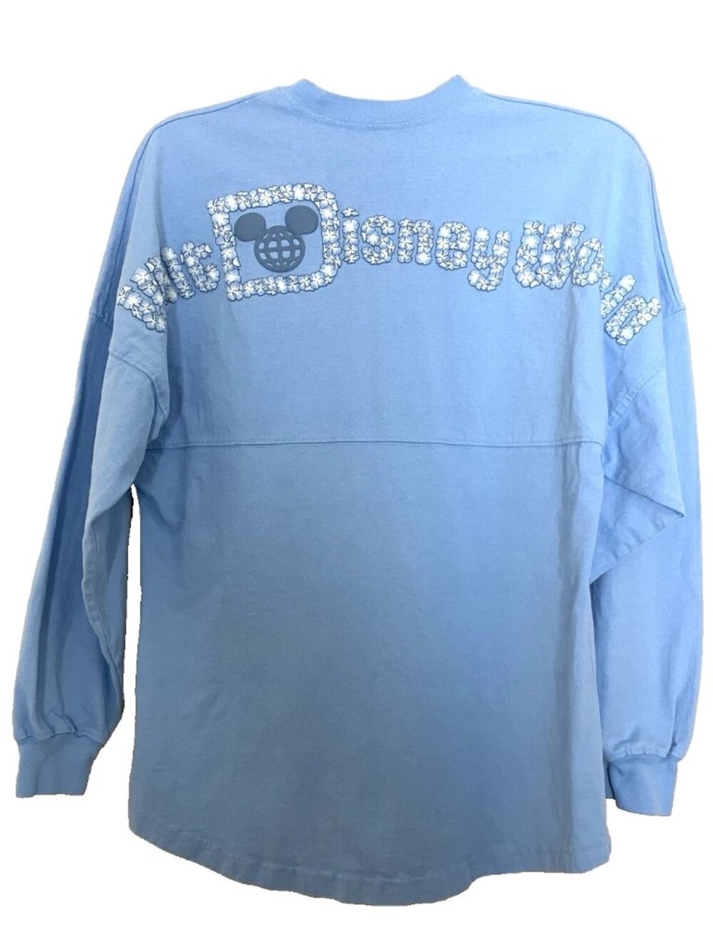 Disney Parks DisneyWorld Spirit Jersey Unisex Size Small Blue Hydrangea Print